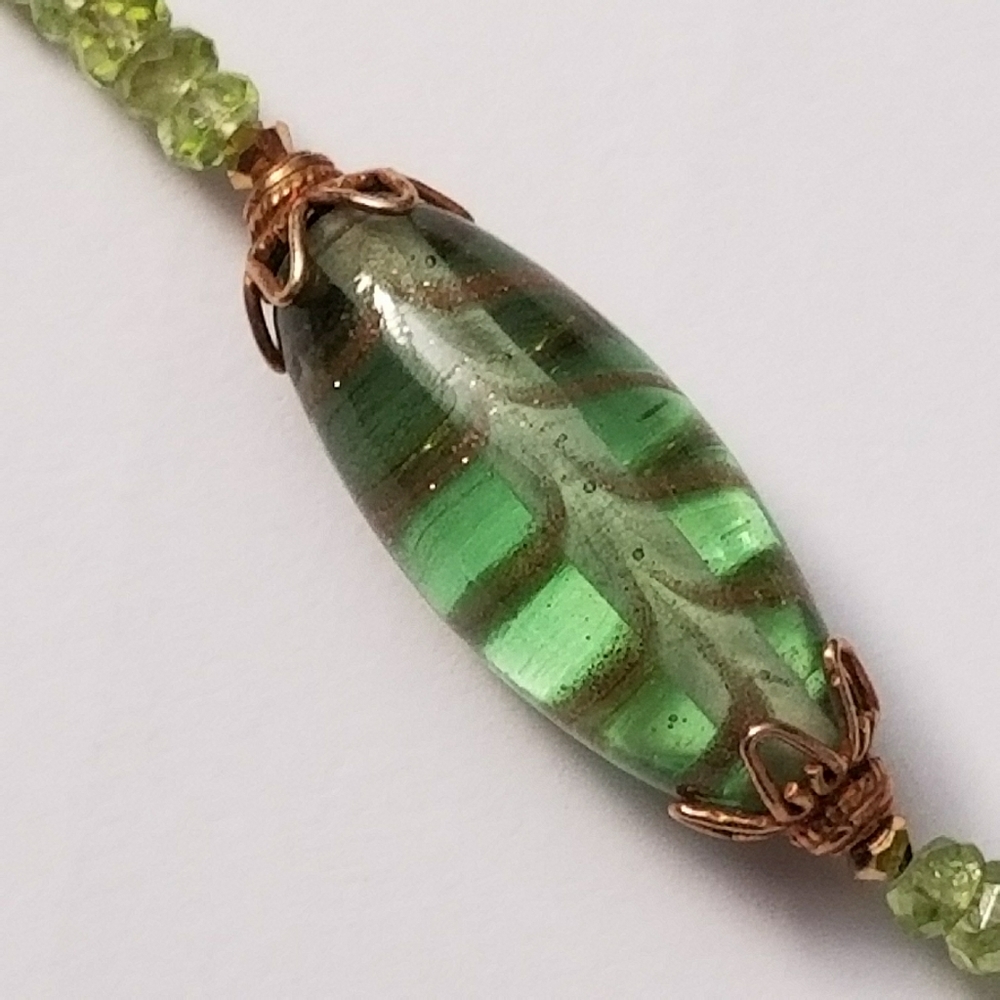 Peridot necklace gemstone bead necklace art glass gem stone handmade - Picture 8 of 16